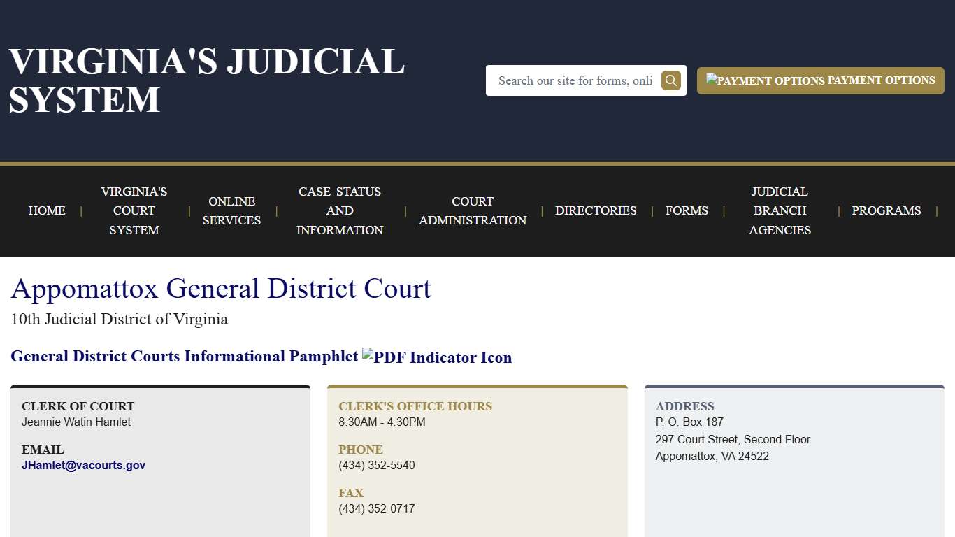 Appomattox General District Court | Virginia Court System
